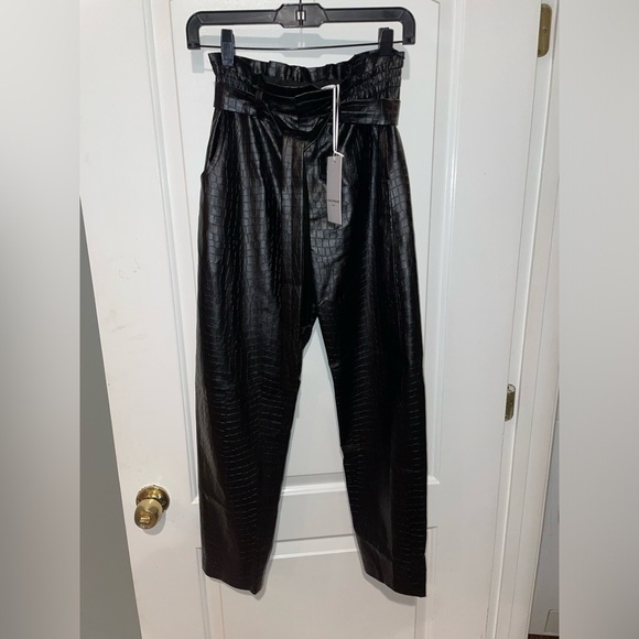 New! Amanda Uprichard Croc-Embossed Faux Leather Beekman Pants 🖤 XS - Picture 9 of 12
